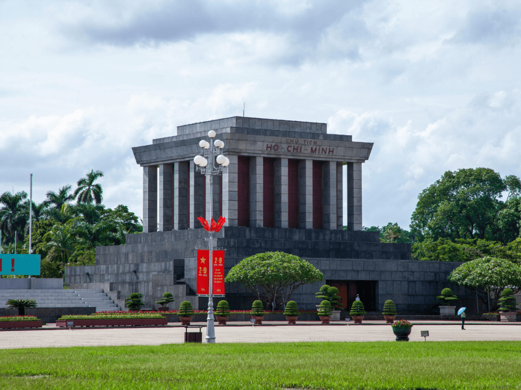 The majestic Ho Chi Minh Mausoleum in Hanoi, Vietnam.