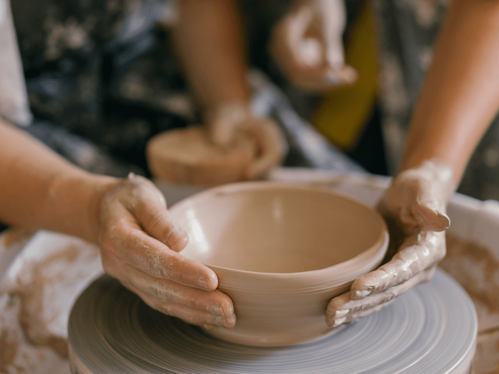 Children making pottery at Bat Trang Pottery Village
