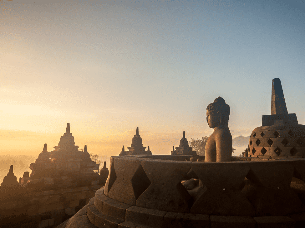 Borobudur Temple at sunrise in Indonesia