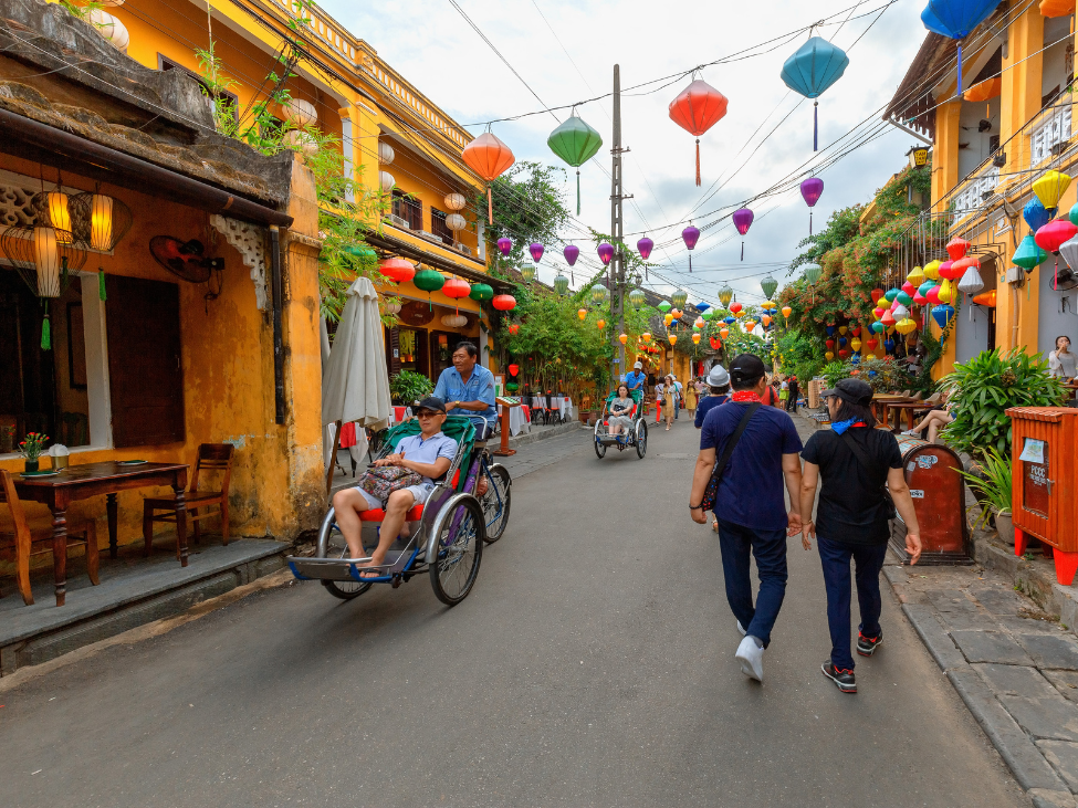 Cycling through the countryside in Hoi An during monsoon season