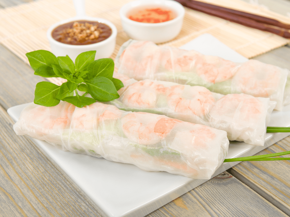 Fresh spring rolls filled with shrimp, pork, and vermicelli noodles