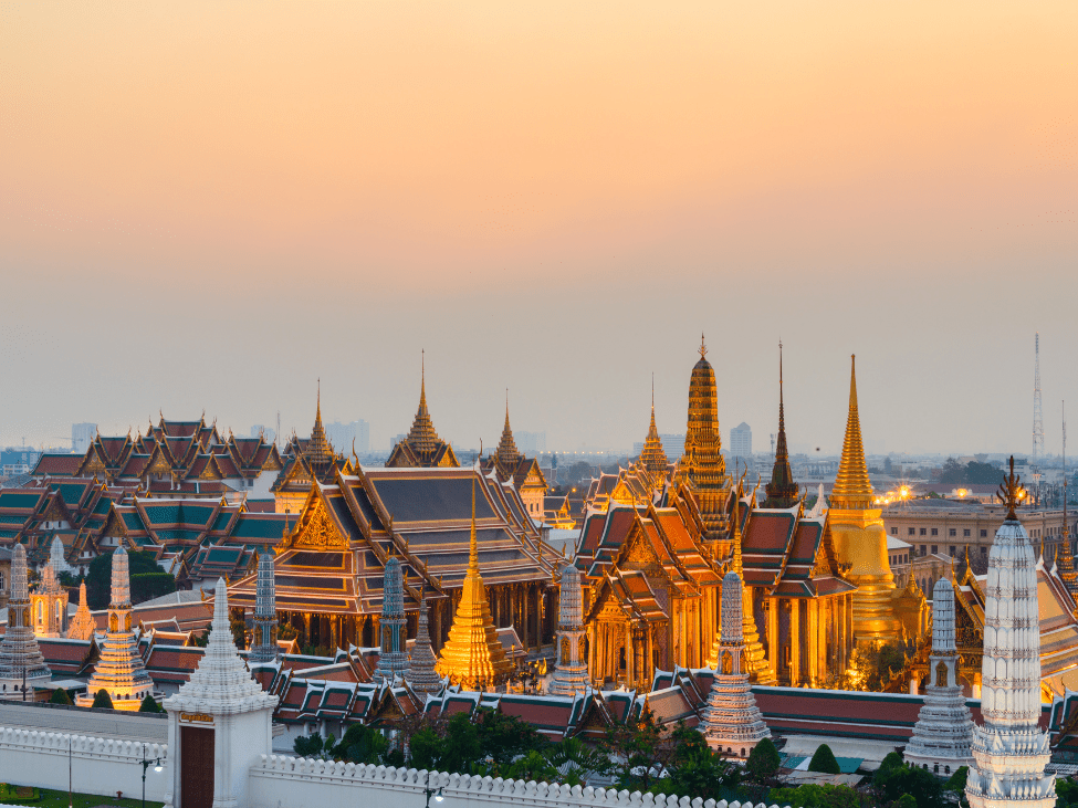 Family visiting the Grand Palace in Bangkok