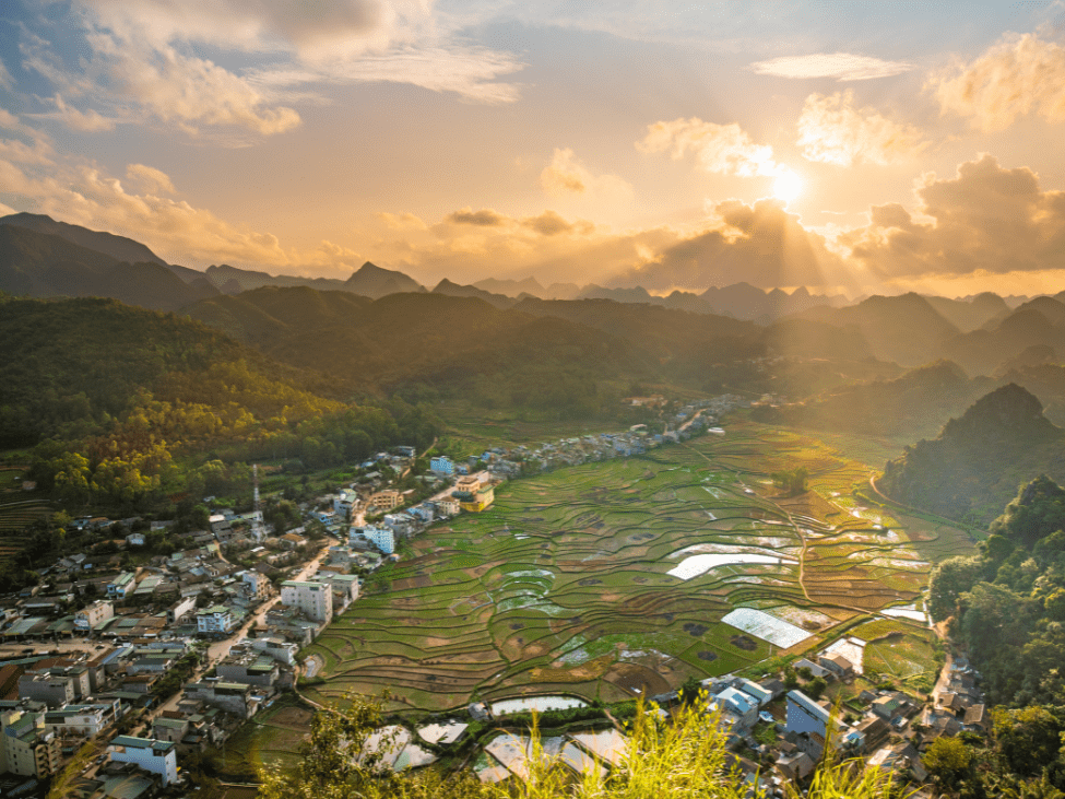 Beautiful landscape of Ha Giang with mountains and terraced fields