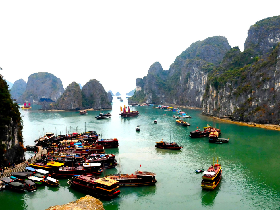 Floating market in Halong Bay.