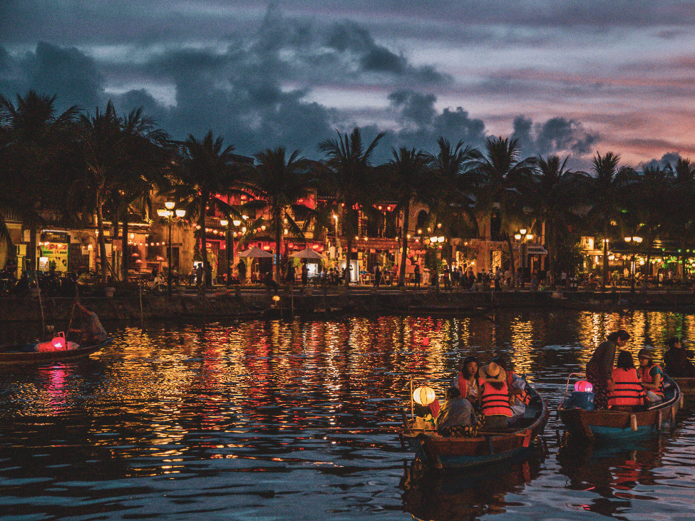 Rainy street in Hoi An during the monsoon season