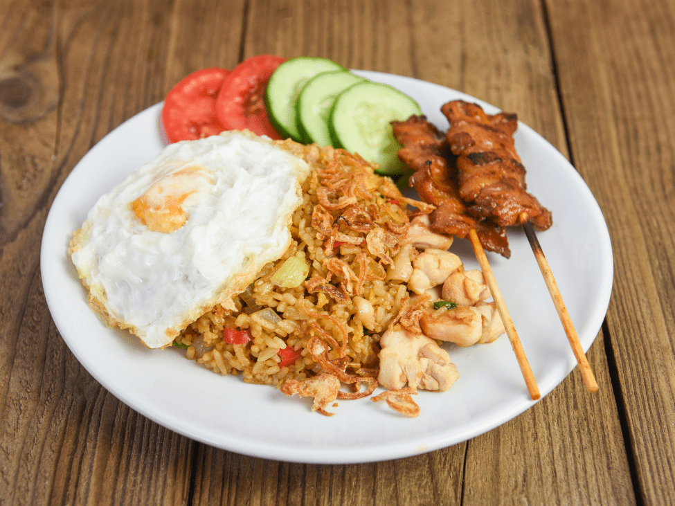 Plate of Nasi Goreng with fried egg in Indonesia