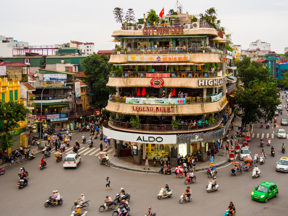 Bustling streets of the Old Quarter in Hanoi.