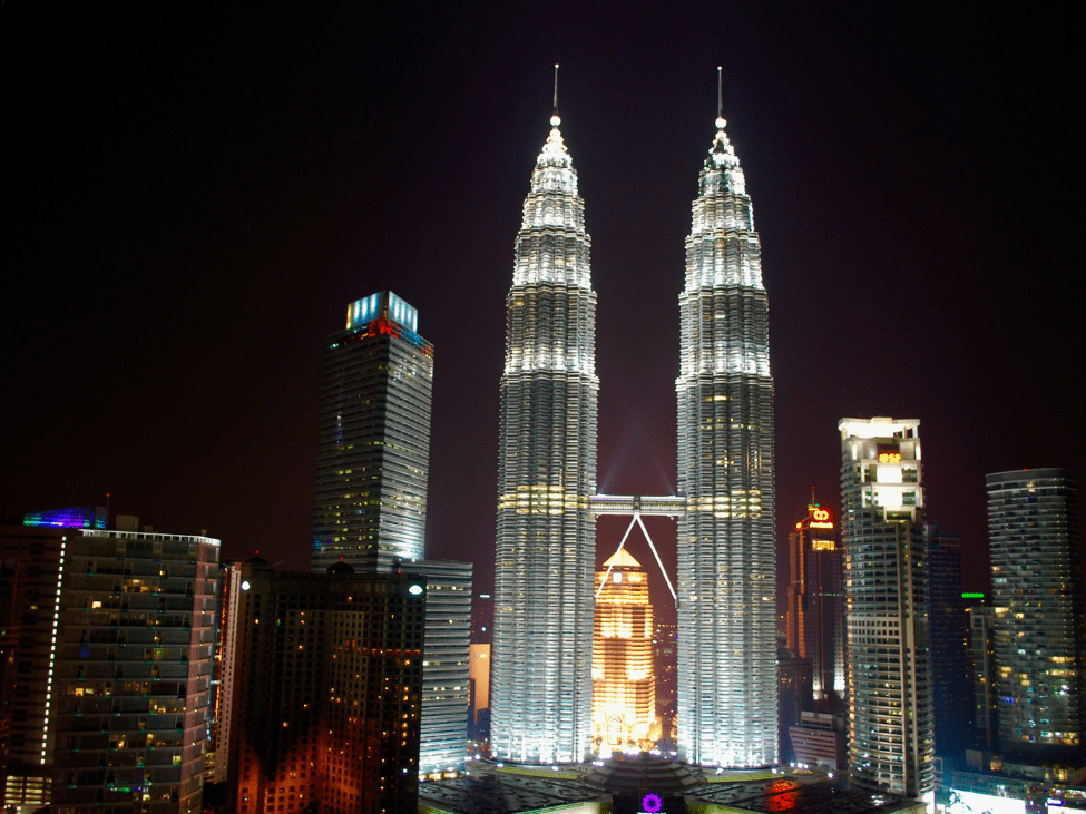 Petronas Twin Towers at night in Kuala Lumpur, Malaysia