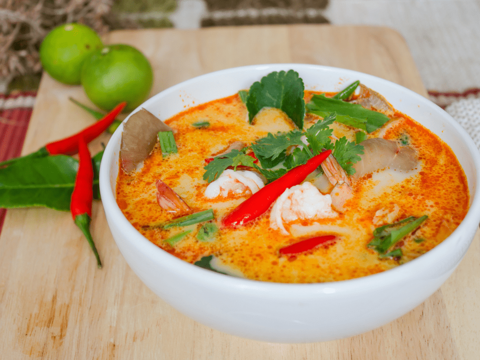 A bowl of Tom Yum Goong soup in Thailand