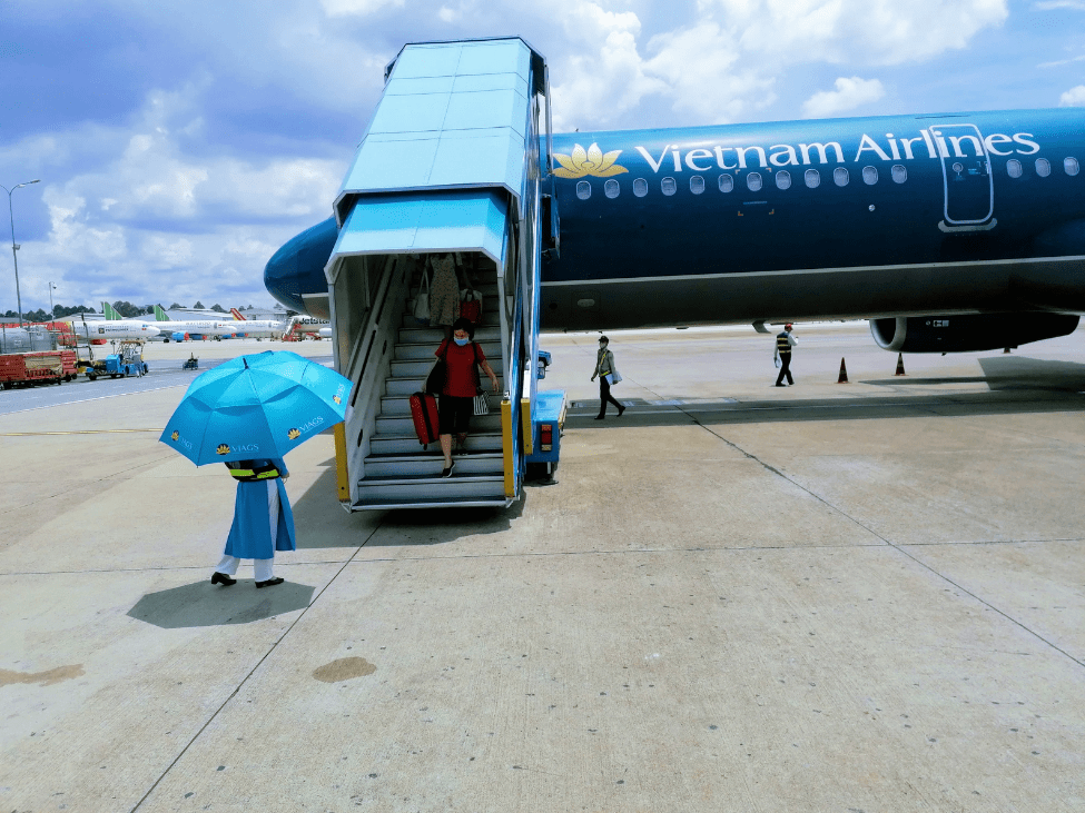 Vietnamese airline airplane taking off.