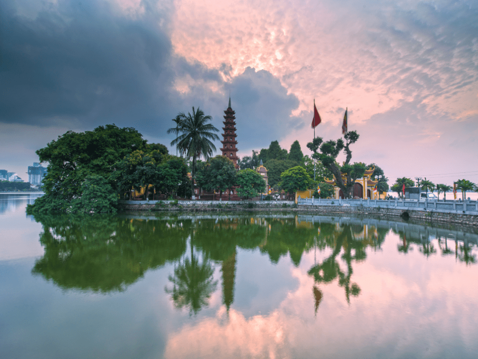 Scenic view of West Lake Loop trail in Hanoi.