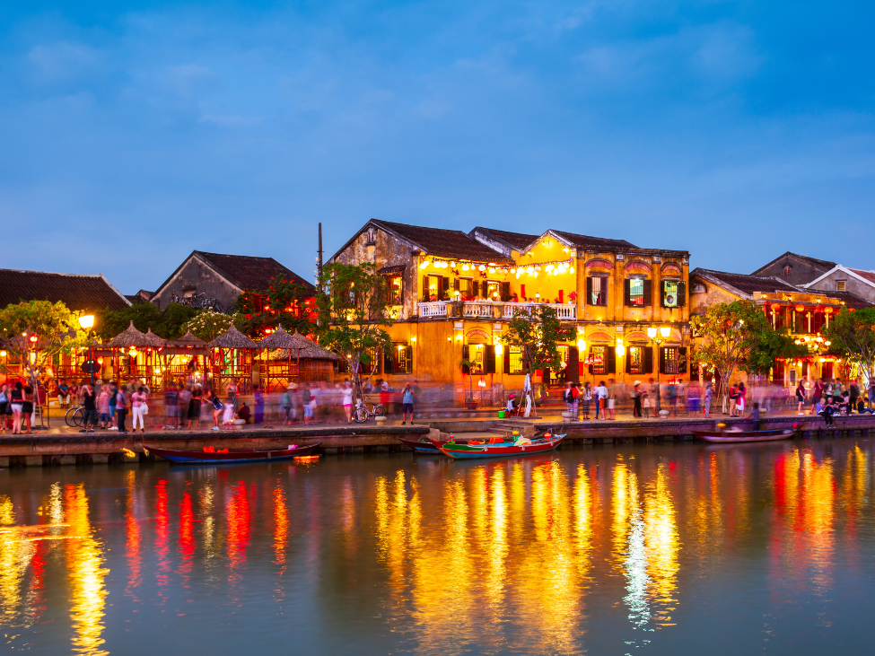 Couple enjoying a lantern-lit street in Hoi An