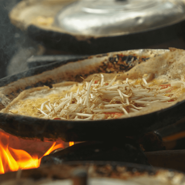 Crispy Banh Xeo being served at Ho Thi Ky food street in Saigon