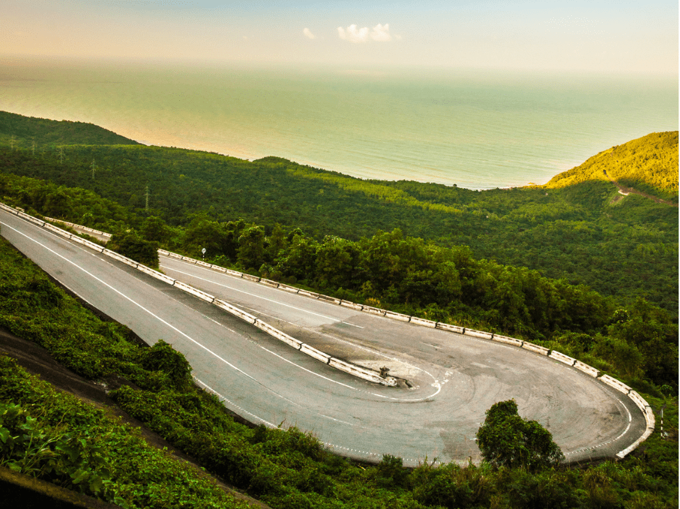 Stunning coastal views along the winding roads of Hai Van Pass.