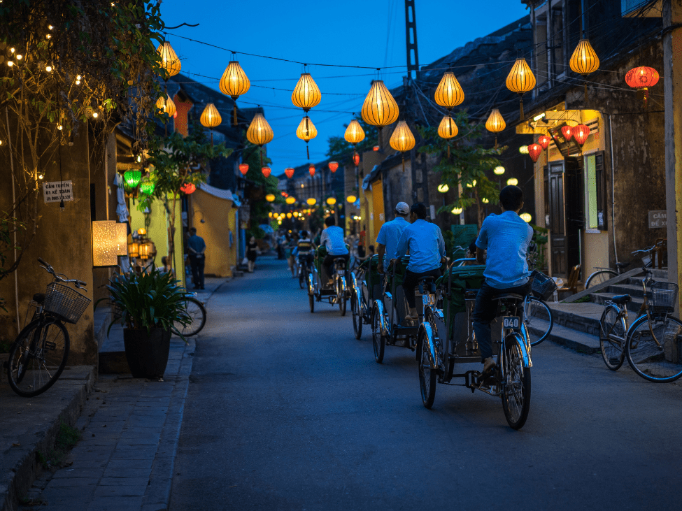 Vibrant lanterns illuminating the ancient streets of Hoi An during the full moon festival.