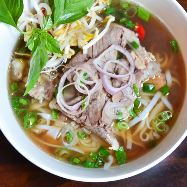 A steaming bowl of Saigon-style Pho Bo from Viet Shack in Manchester.