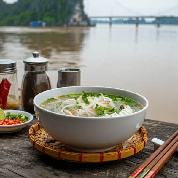 Homemade Phở Cá Bông La, showcasing traditional flavors in Can Tho