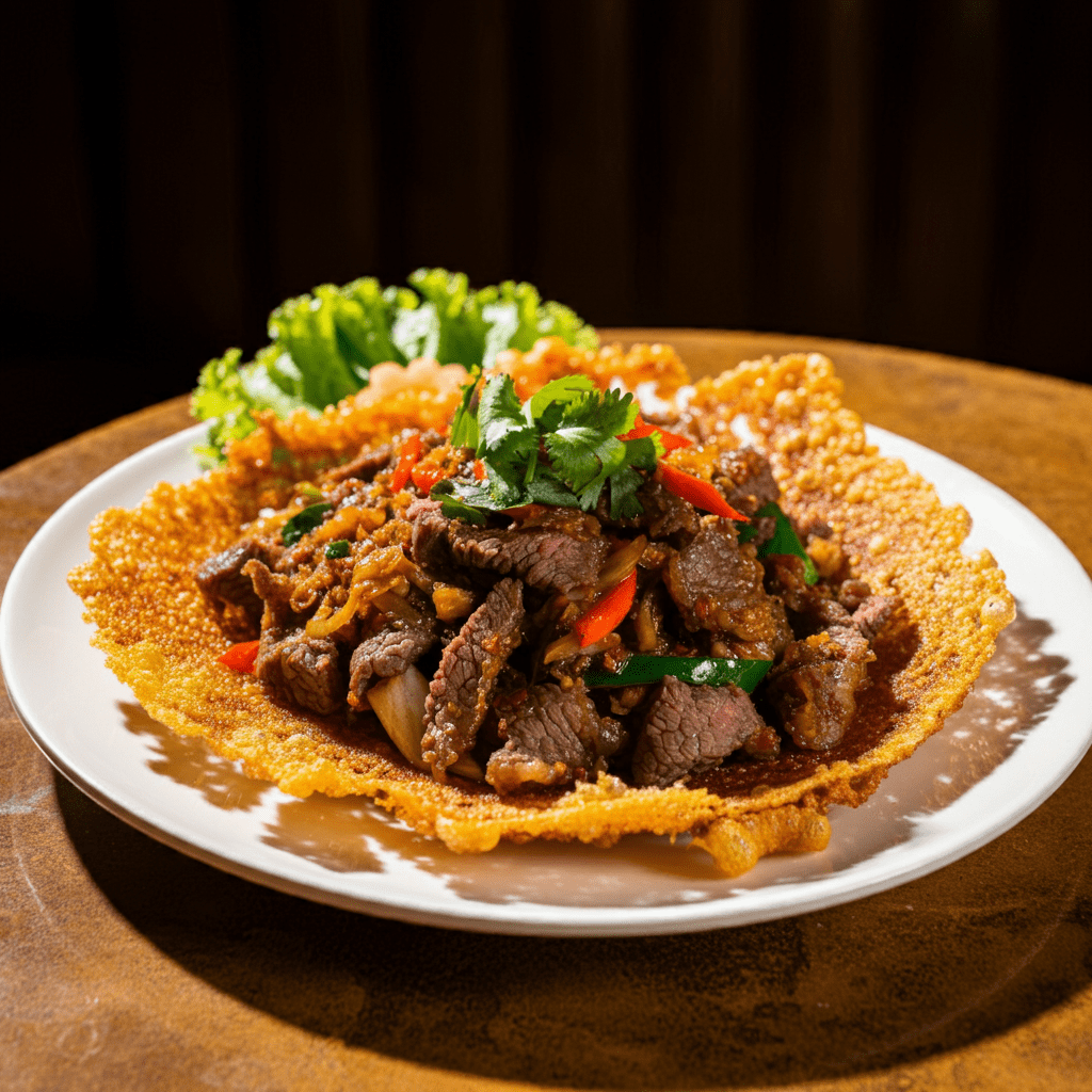 Phở Áp Chảo served with beef and fresh herbs at Tôn Đức Thắng.