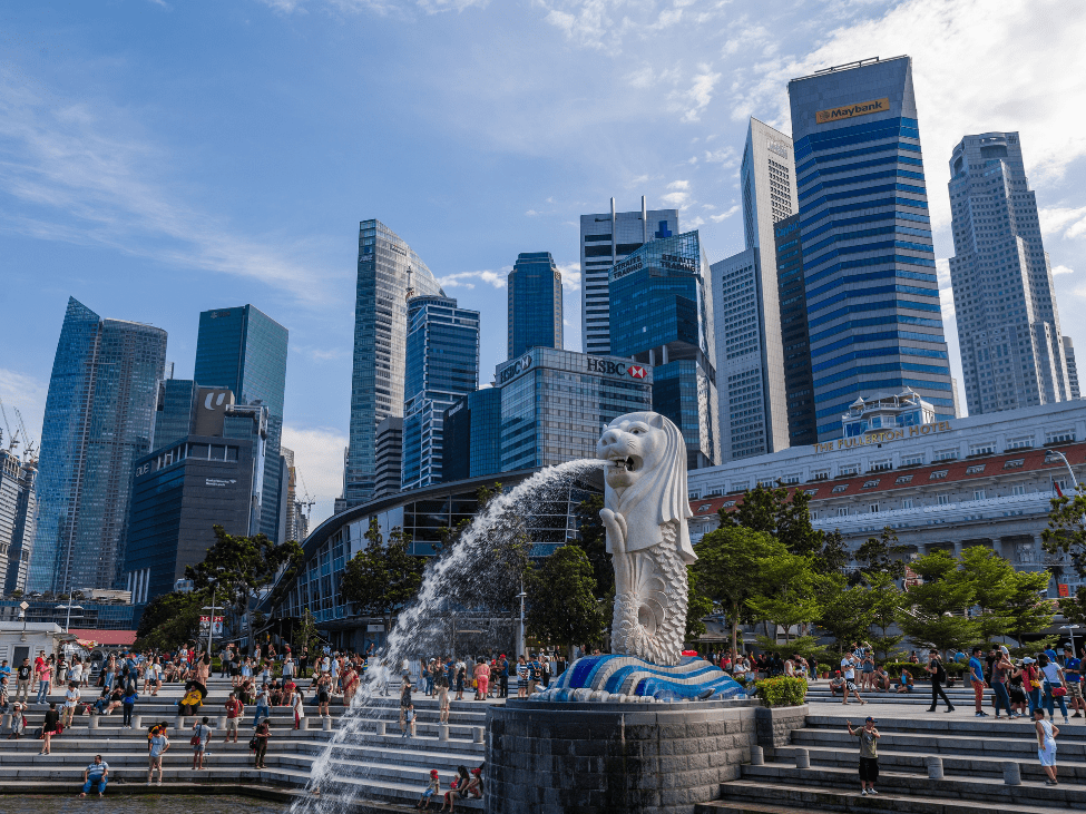 A stunning view of Singapore's skyline, highlighting the vibrant and bustling city that hosts diverse culinary experiences.