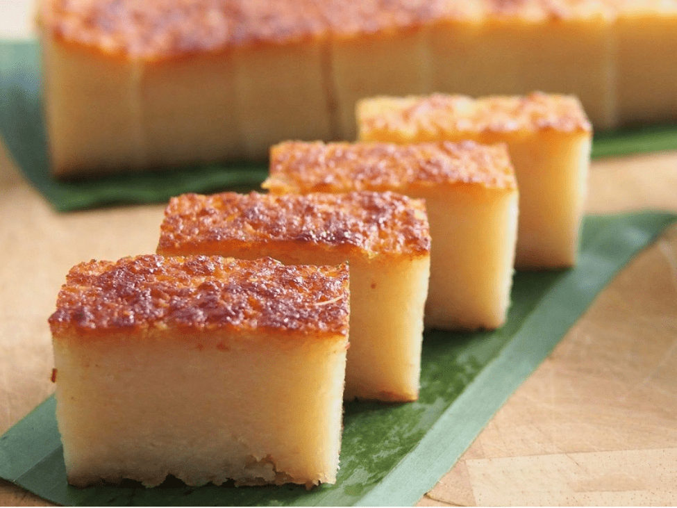 Banh Khoai Mi, traditional Vietnamese cassava cake made with coconut milk