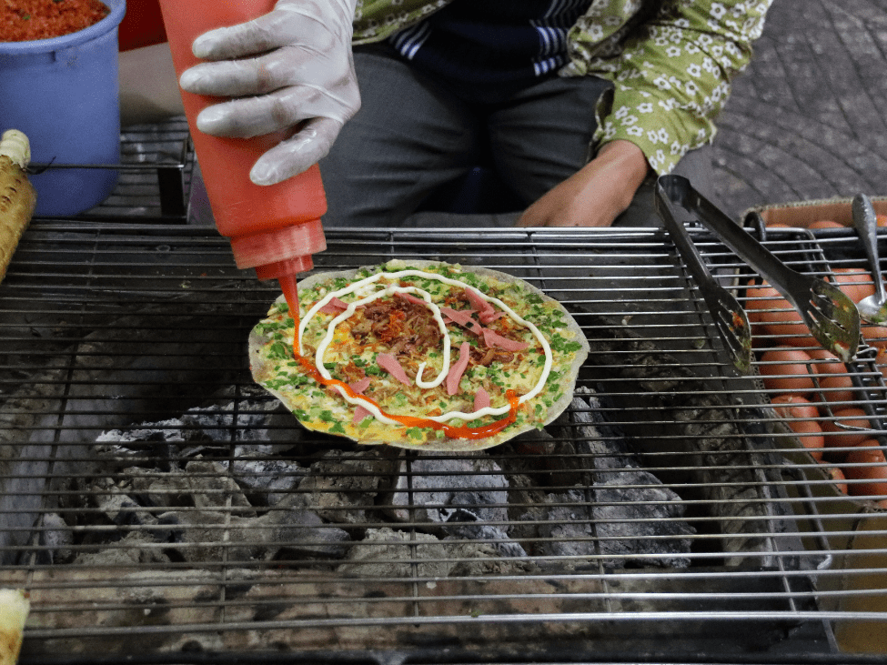 Bánh Tráng Nướng - Grilled Rice Paper topped with ingredients