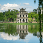 Hoan Kiem Lake on a crisp winter morning in Hanoi 