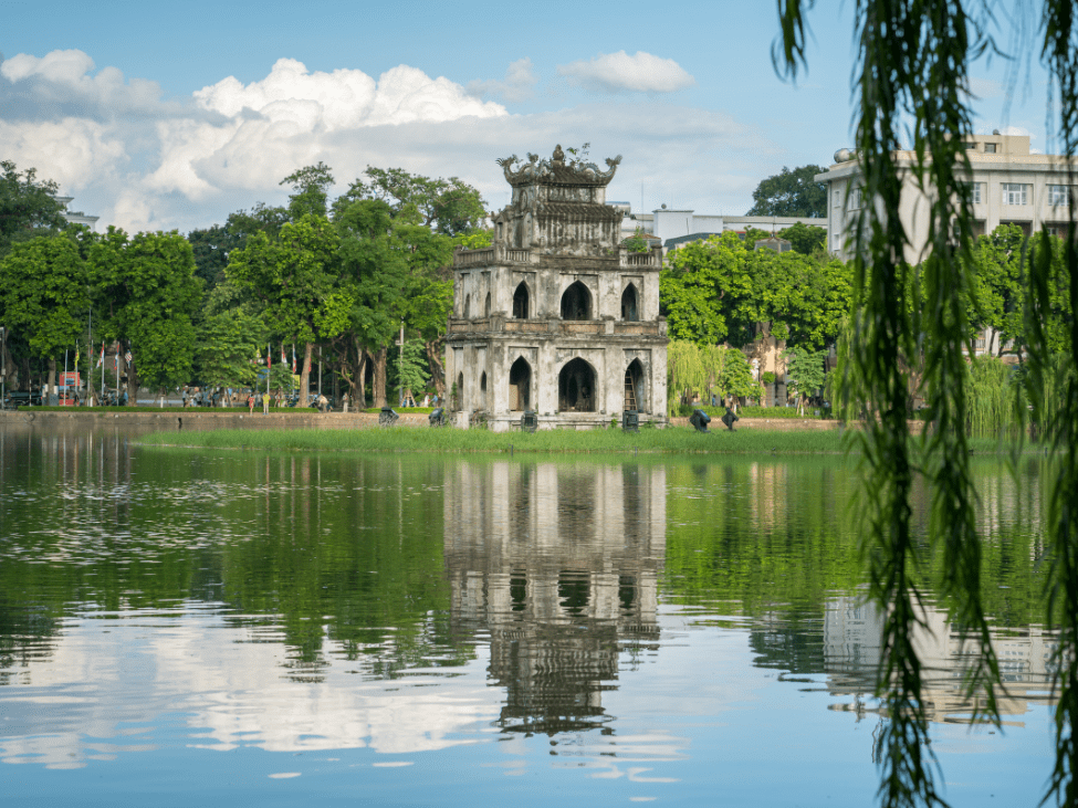 Hoan Kiem Lake on a crisp winter morning in Hanoi