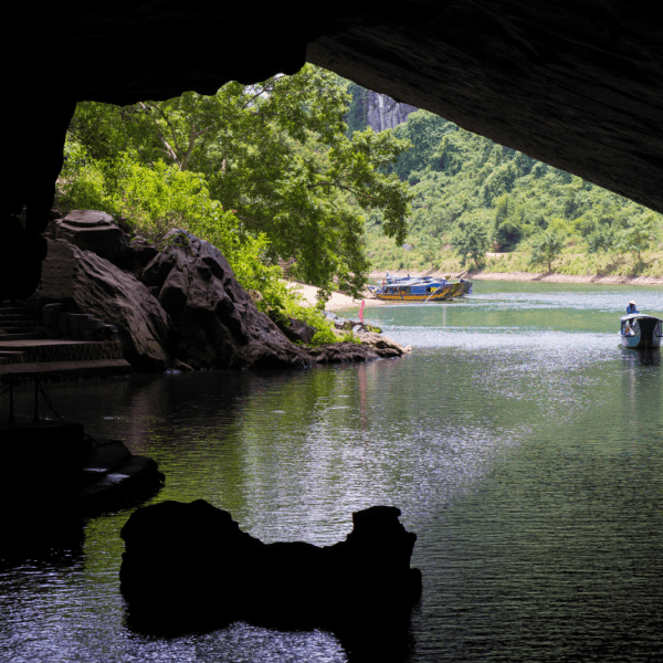 Limestone mountains and dense forest in Phong Nha-Ke Bang National Park, Vietnam.