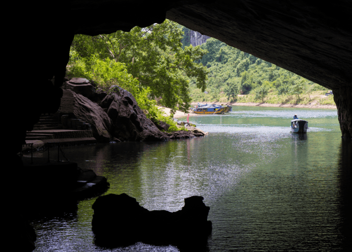 Limestone mountains and dense forest in Phong Nha-Ke Bang National Park, Vietnam.