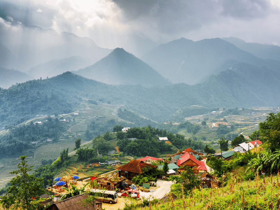 Sapa’s terraced fields blooming with flowers in March.