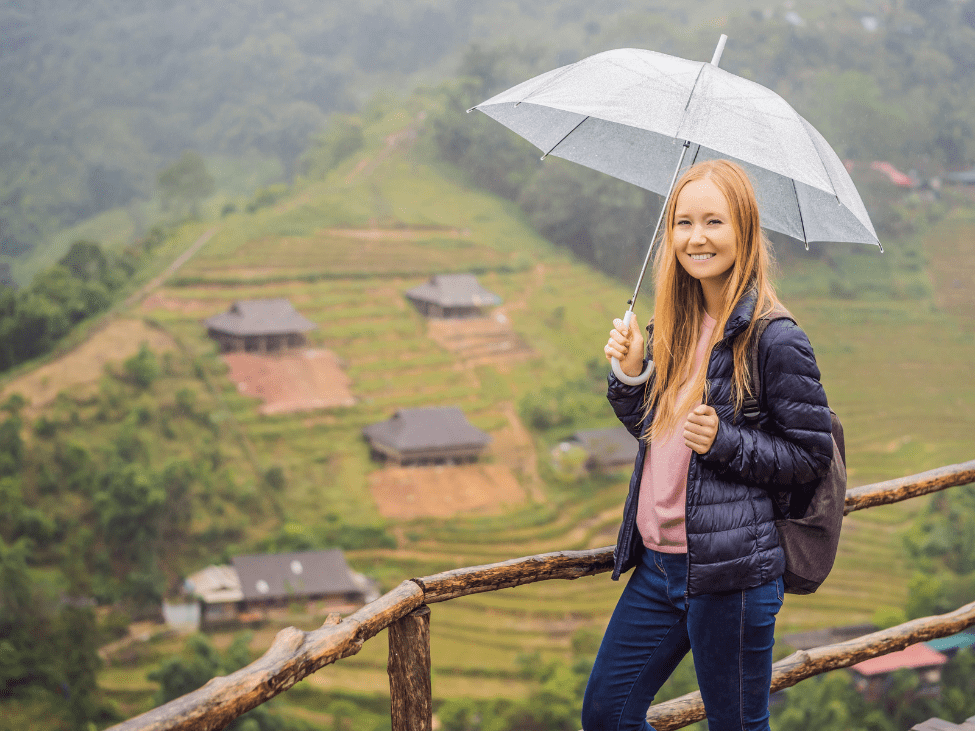 Trekking in the terraced hills of Sapa, Vietnam.