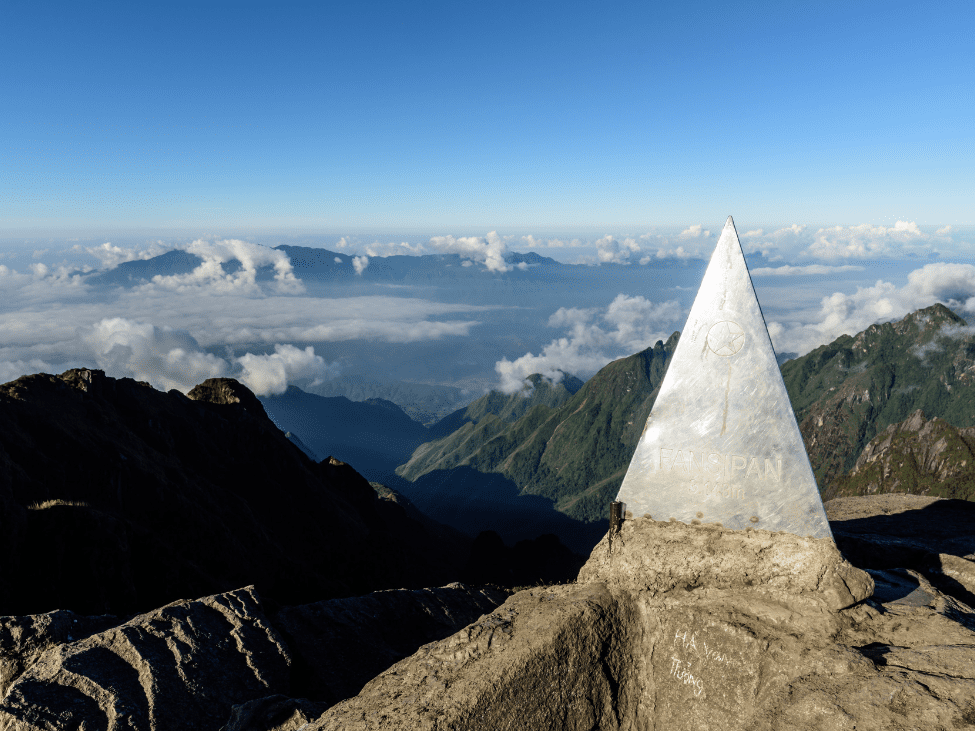 Trekkers ascending Fansipan, the highest peak in Indochina.