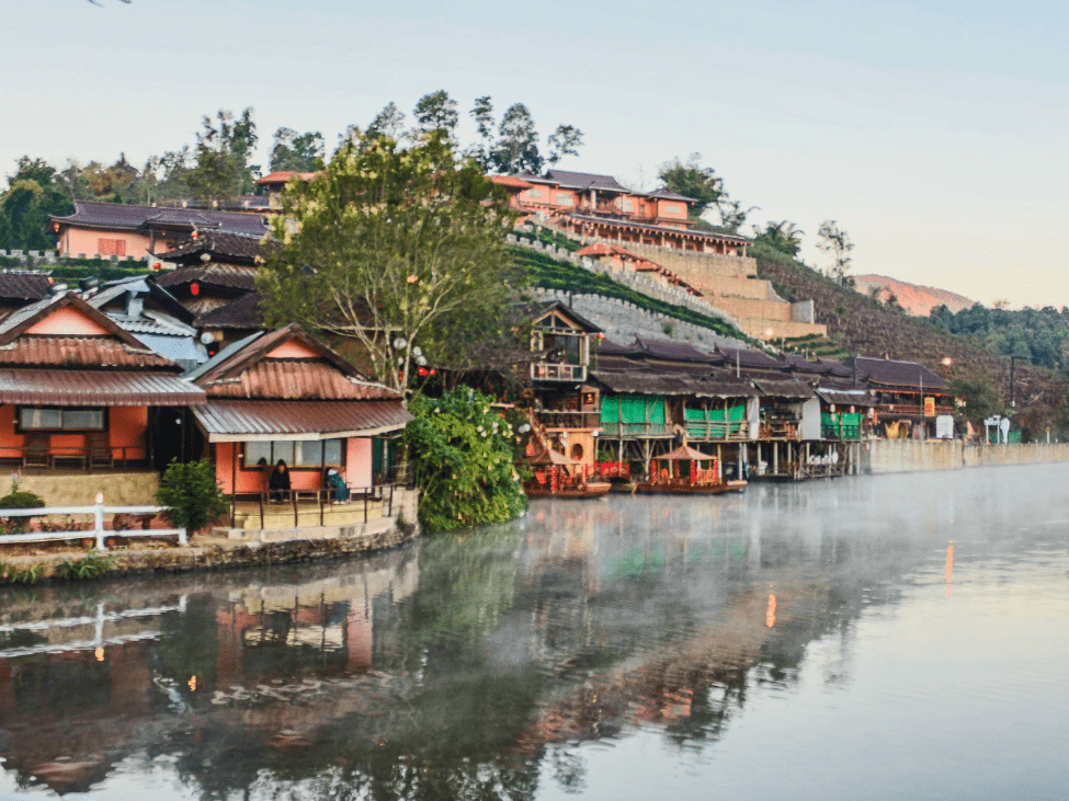 Traditional Thai wooden houses in Ban Mae Kampong Village, Chiang Mai