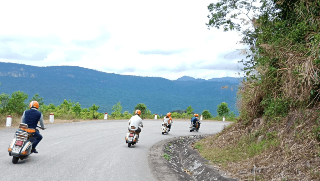 A Vespa ride on the Hai Van Pass overlooking the coast of Vietnam.